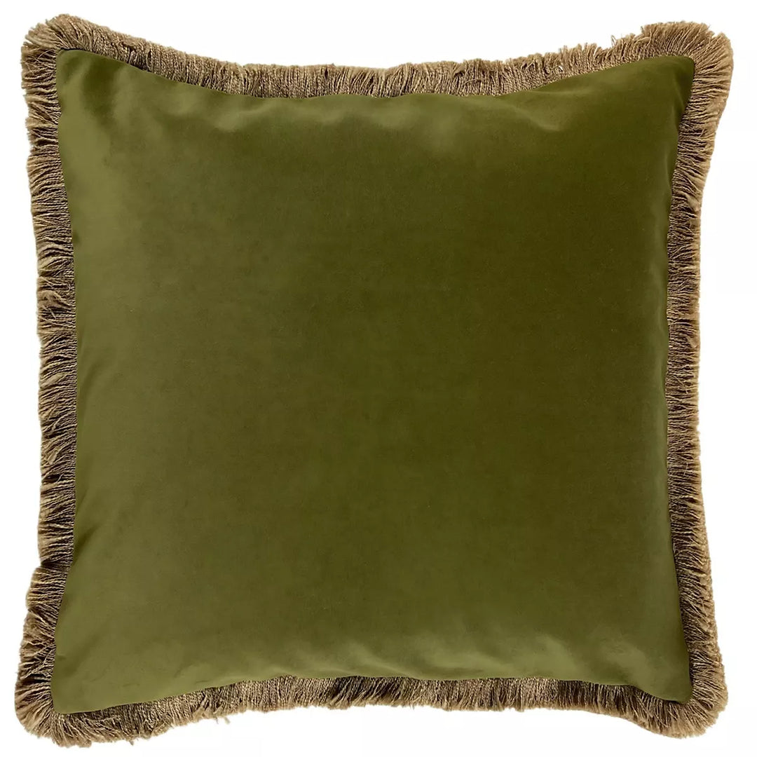 Verona Double Sided Fringe Edge Cushion 55x55cm - Olive