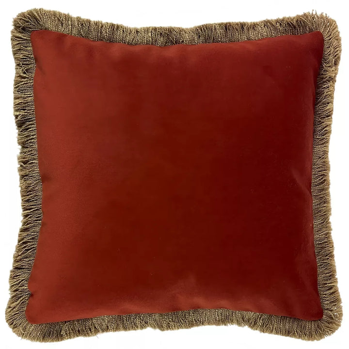Verona Double Sided Fringe Edge Cushion 55x55cm - Rust