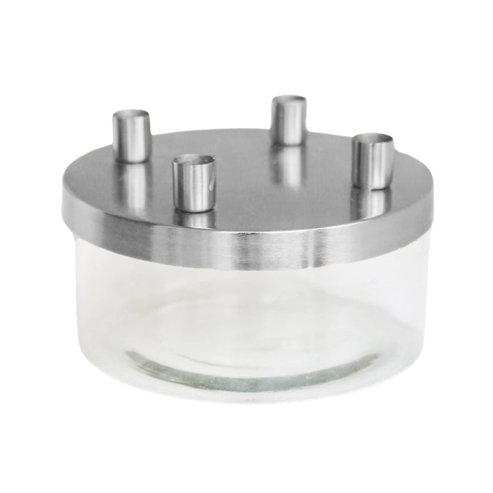 Glass Bowl Metal Candle Holder - Silver Ivyline 2