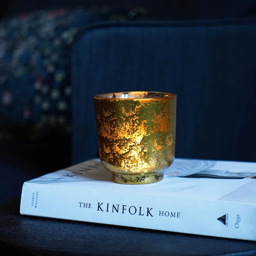 Metallic Glass Candle Holder - Gold Ivyline 2