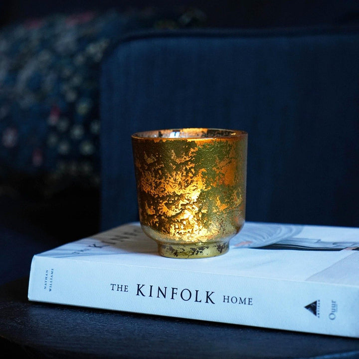 Metallic Glass Candle Holder - Gold Ivyline 2