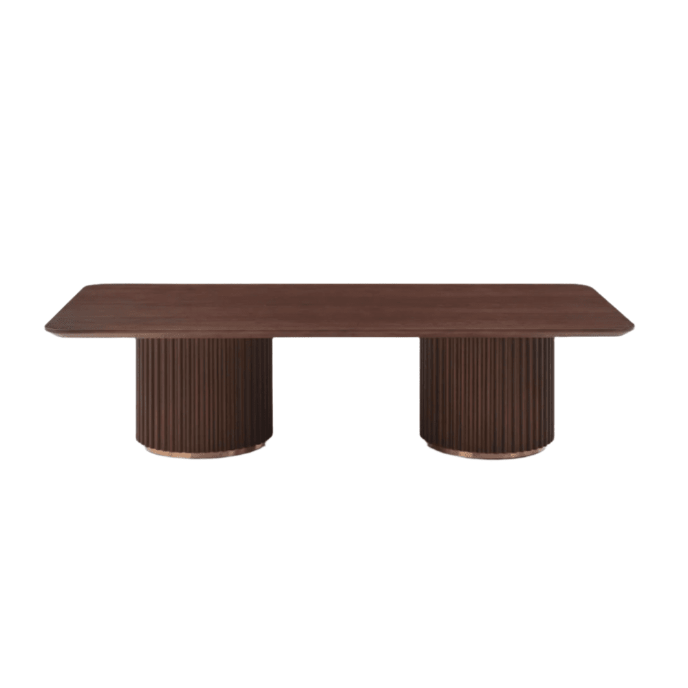 LantinemDouble Pedestal Rectangular Coffee Table - Walnut Tommy Franks 1
