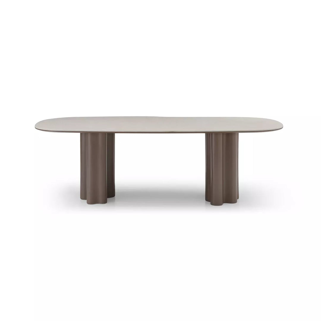 Moon Dining Table 240cm - Cocoa & Cream Ceramic