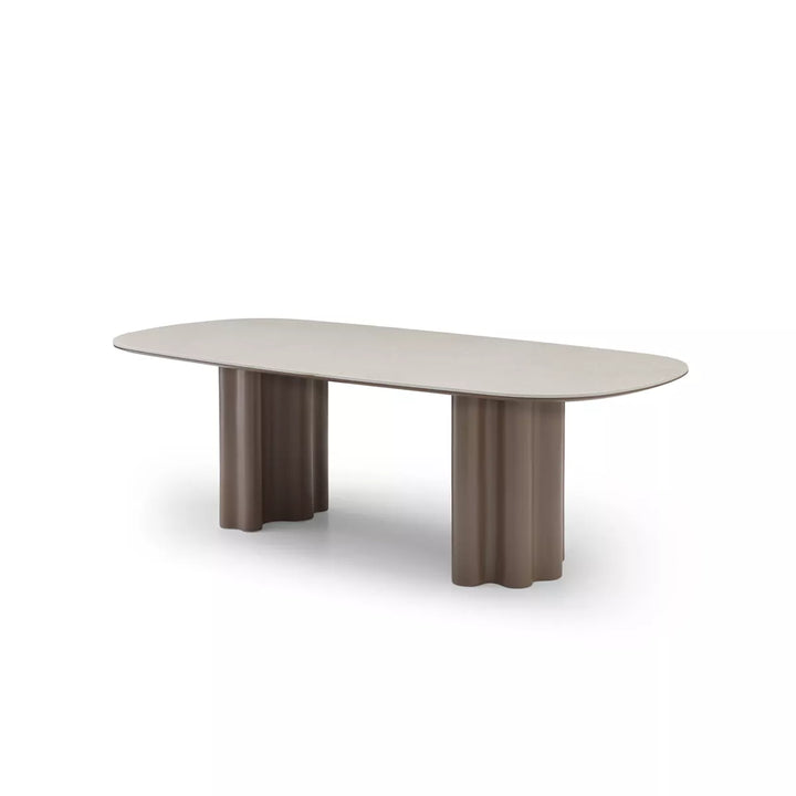 Moon Dining Table 240cm - Cocoa & Cream Ceramic