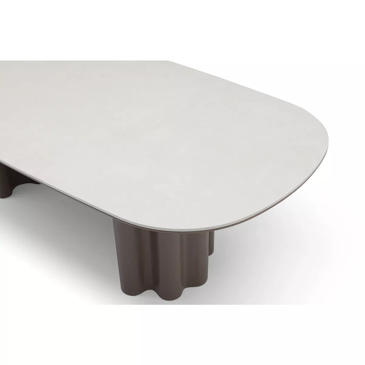 Moon Dining Table 240cm - Cocoa & Cream Ceramic