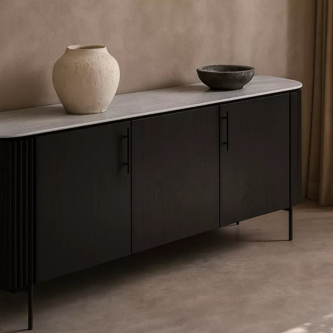 Lantine Marble Buffet - Black Oak