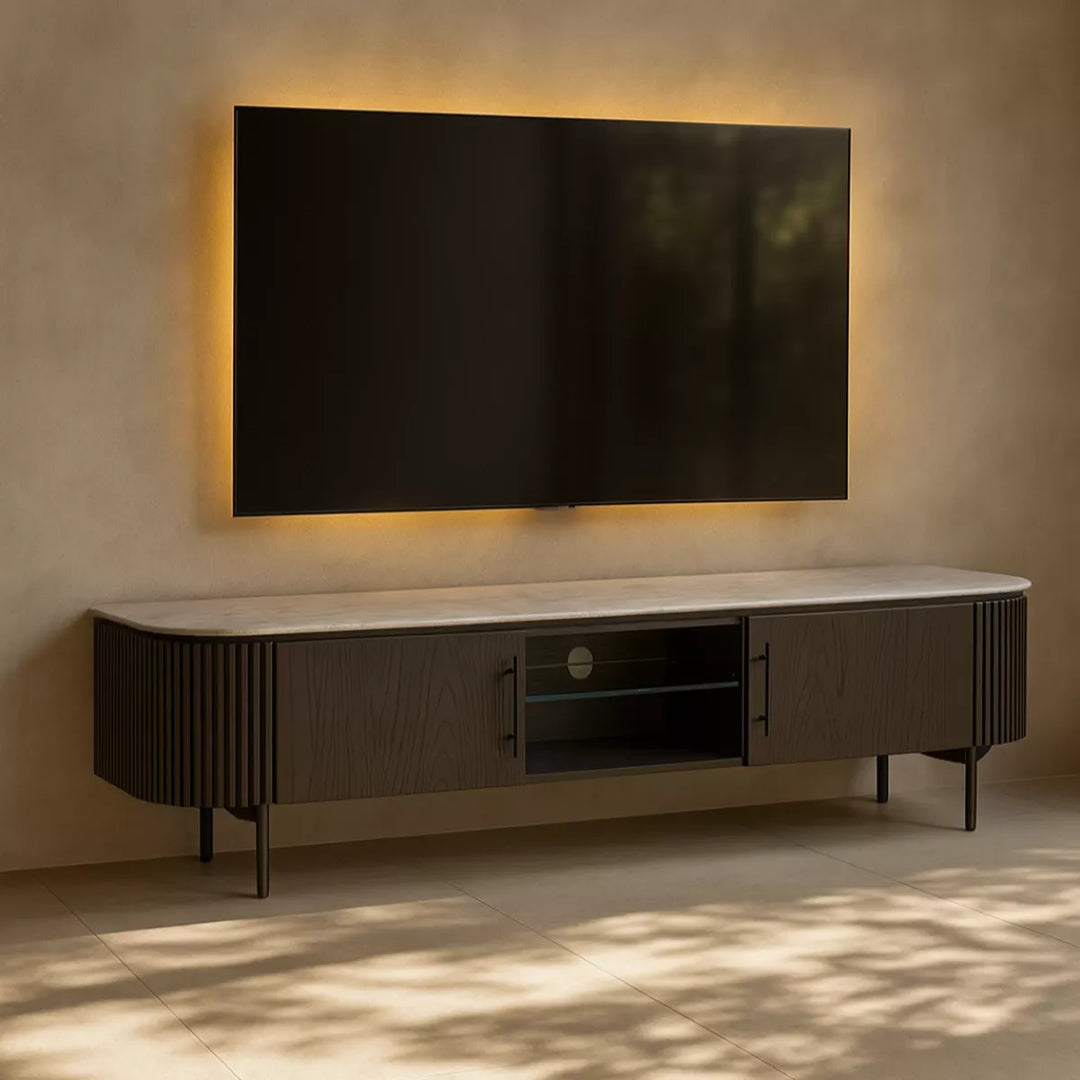 Lantine Marble TV Unit - Black Oak