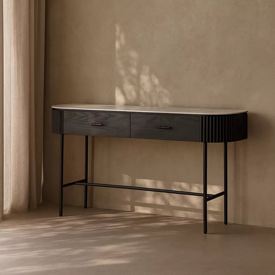 Lantine Marble Console Table - Matte Black