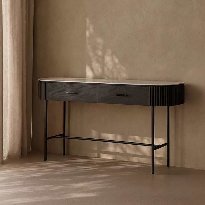 Lantine Marble Console Table - Matte Black