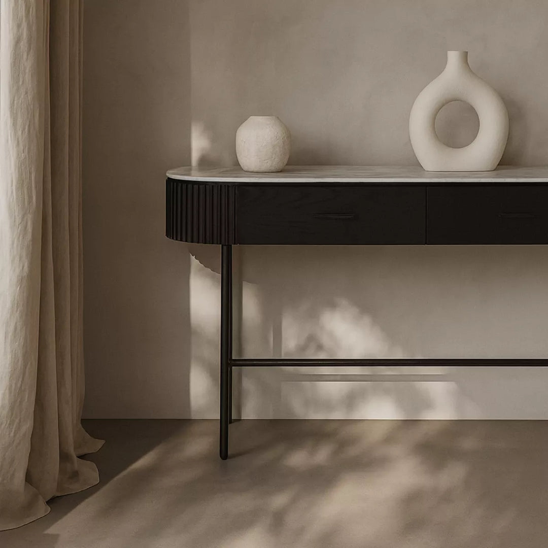 Lantine Marble Console Table - Matte Black