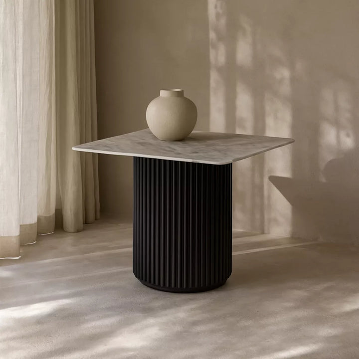 Lantine Marble Side Table - Matte Black