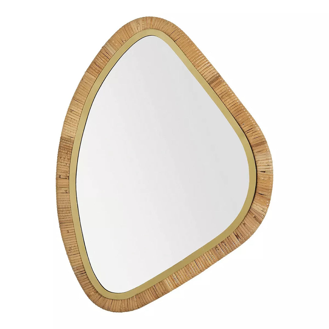 Cosmo Rattan Pebble Mirror - Gold