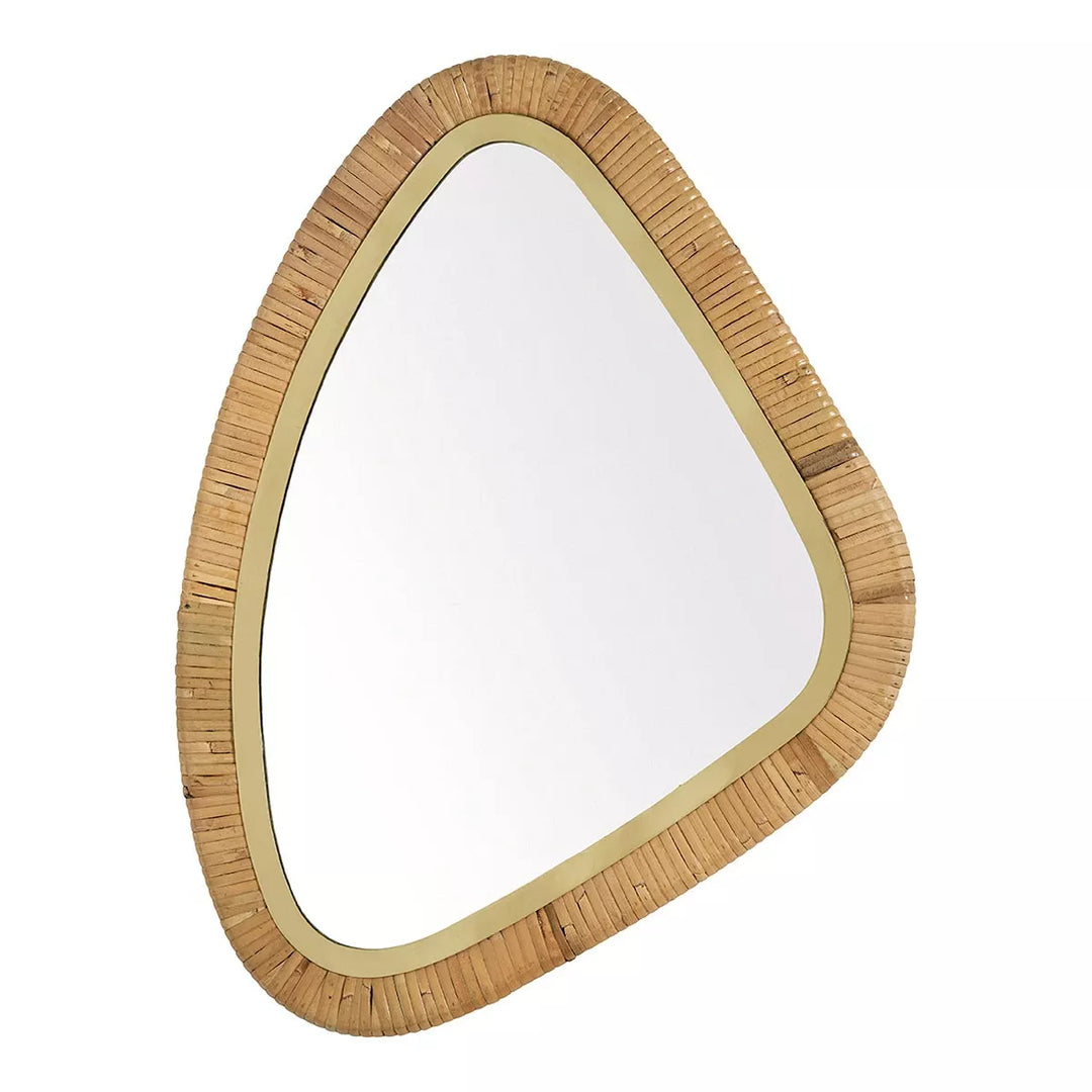 Cosmo Rattan Pebble Mirror - Gold