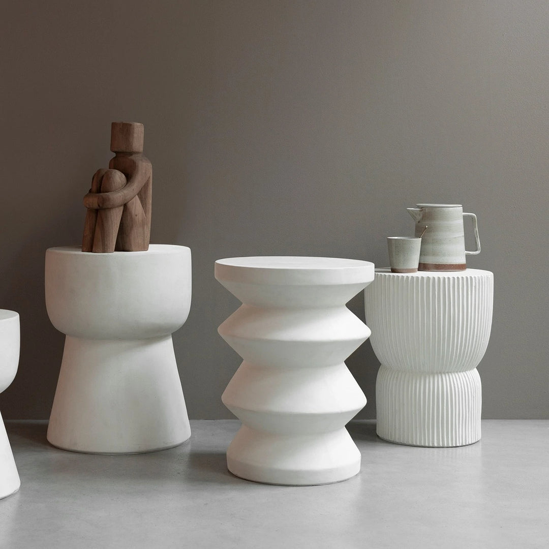 Fluted Side Table - White