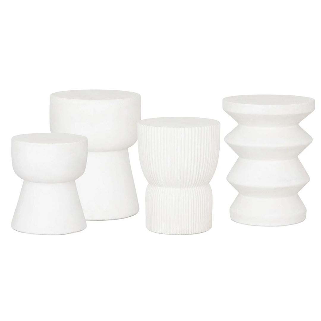Fluted Side Table - White