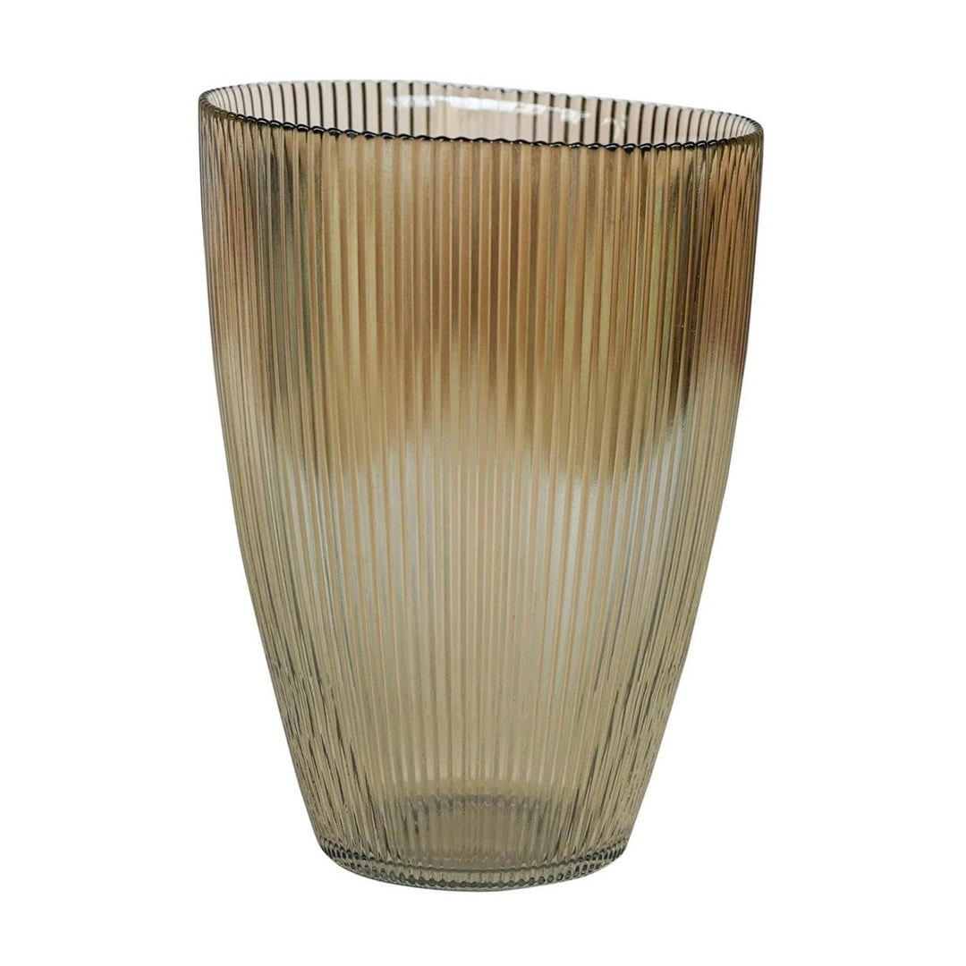 Tall Ribbed Vase - Mocha Ivyline 1