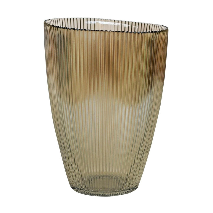 Tall Ribbed Vase - Mocha Ivyline 1
