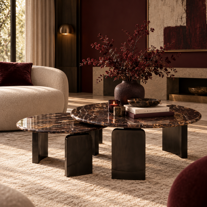 Menton Set of 2 Coffee Tables - Burgundy