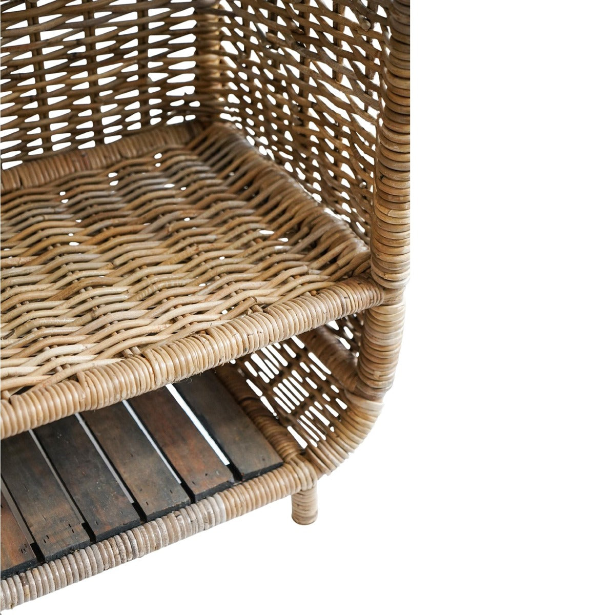 Ivyline Natural Rattan Log Trolley with Kindling Shelf