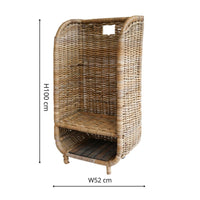 Ivyline Natural Rattan Log Trolley with Kindling Shelf