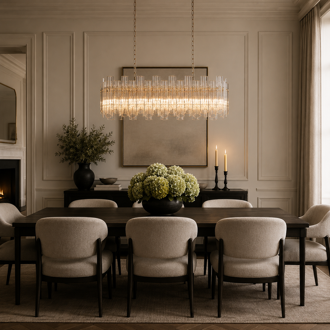 Nasser Long Chandelier - Nickel