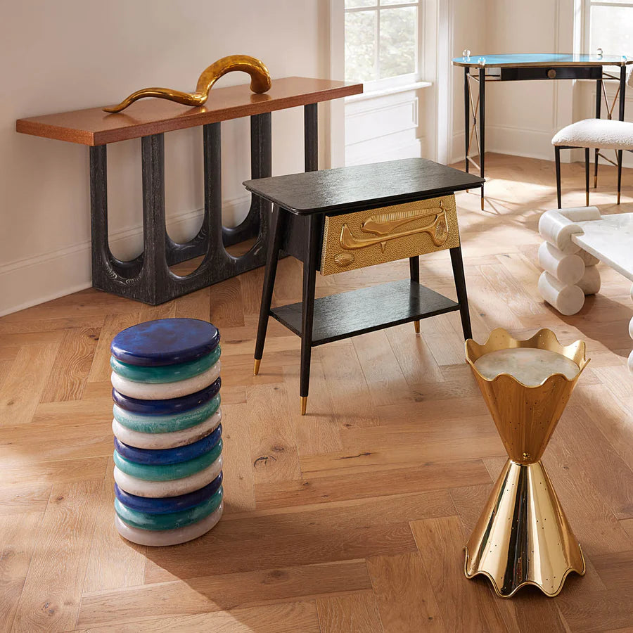 Reform Rectangular Side Table - Brass & Black Design Maven 2