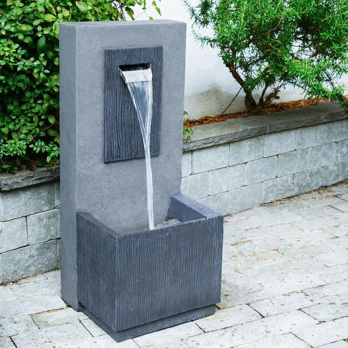 Ivyline Outdoor Contemporary Water Feature Cement