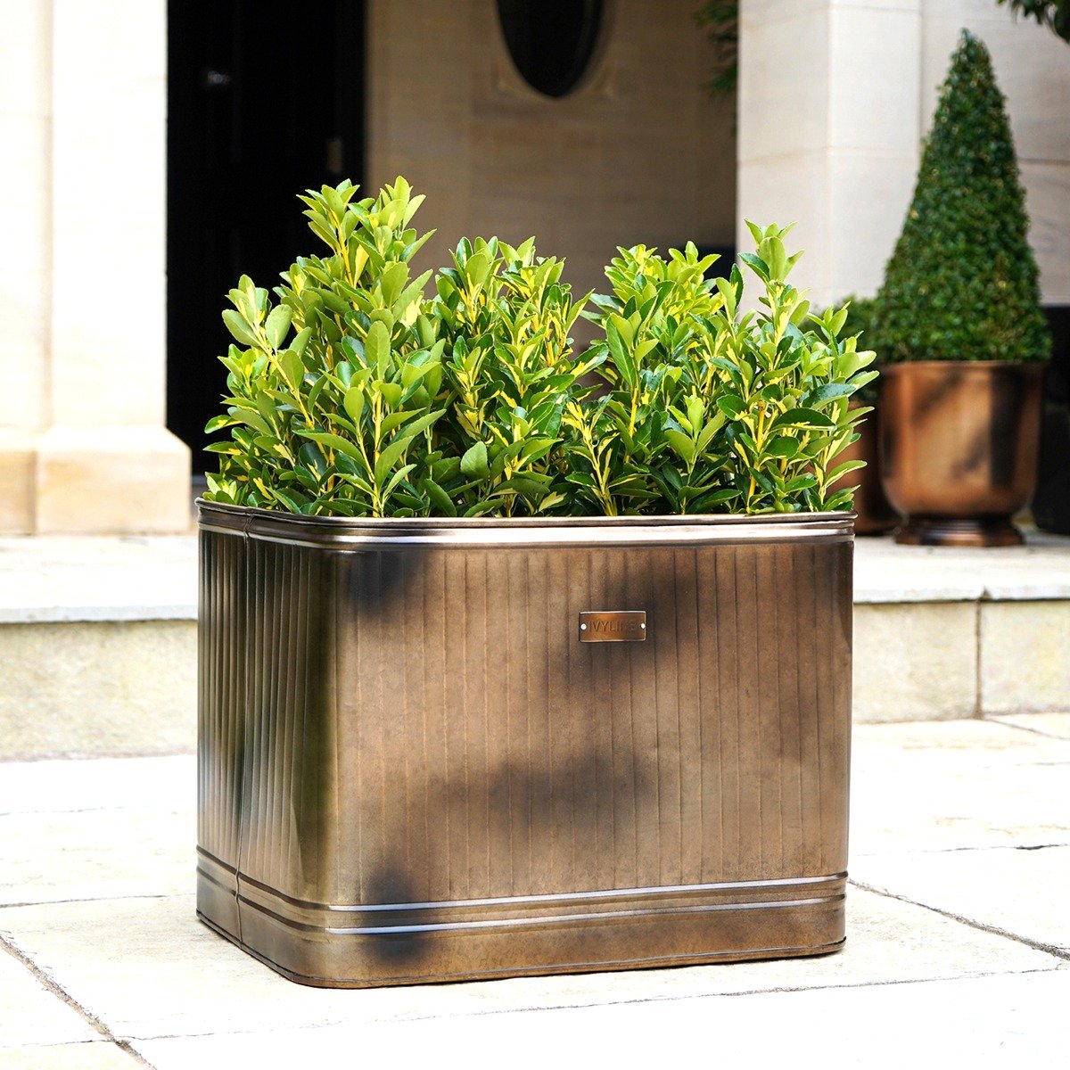 Ivyline Outdoor Hampton Rectangular Copper Metal Planter