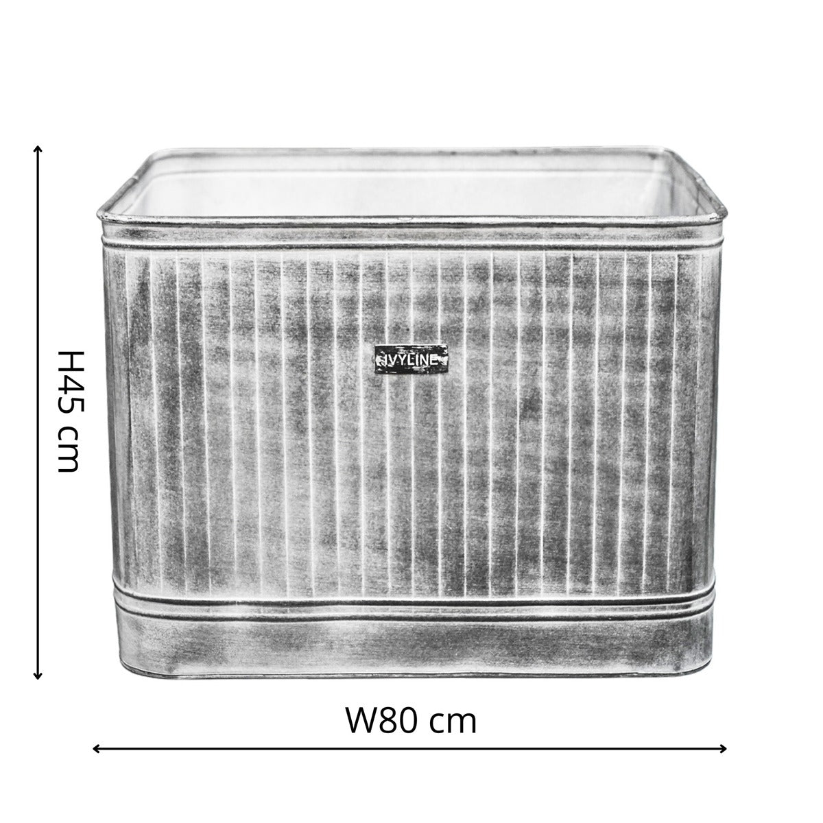 Ivyline Outdoor Hampton Rectangular Galvanised Metal Planter
