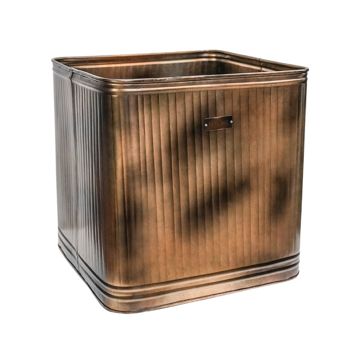 Outdoor Hampton Square Metal Planter - Copper Ivyline 1