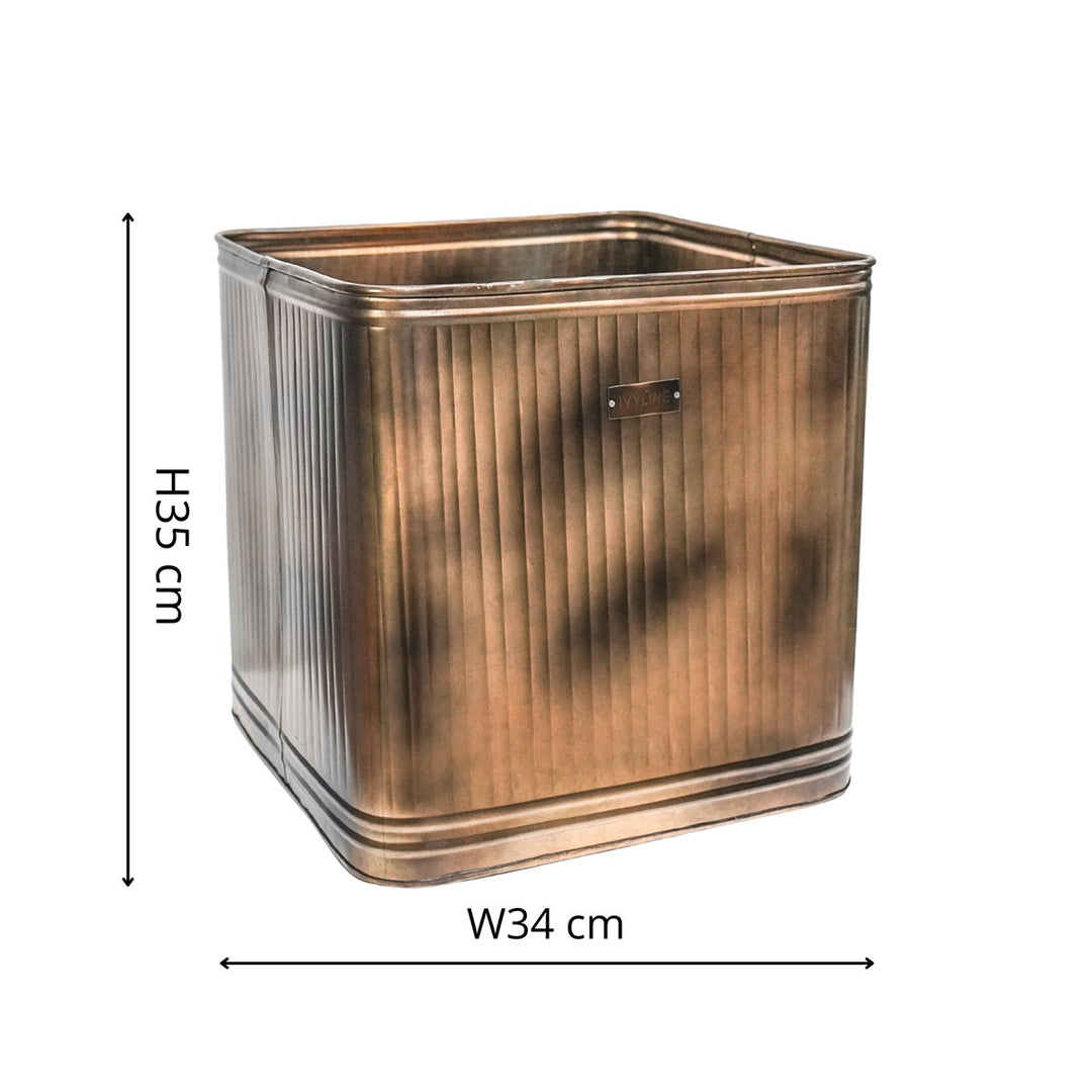 Outdoor Hampton Square Metal Planter - Copper Ivyline 5