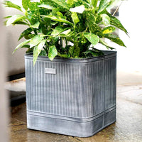 Ivyline Outdoor Hampton Square Galvanised Metal Planter