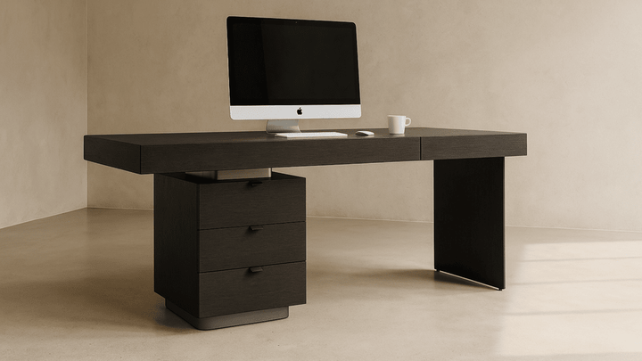Oston Left Drawers Desk - Smoke Oak Tommy Franks 2