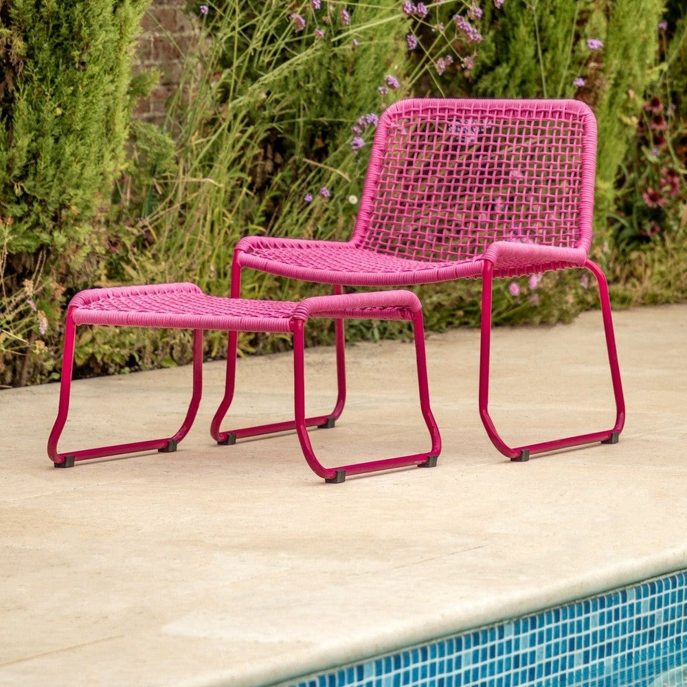 Outdoor Sosana Lounge Chair with Footstool Pink Olivia's