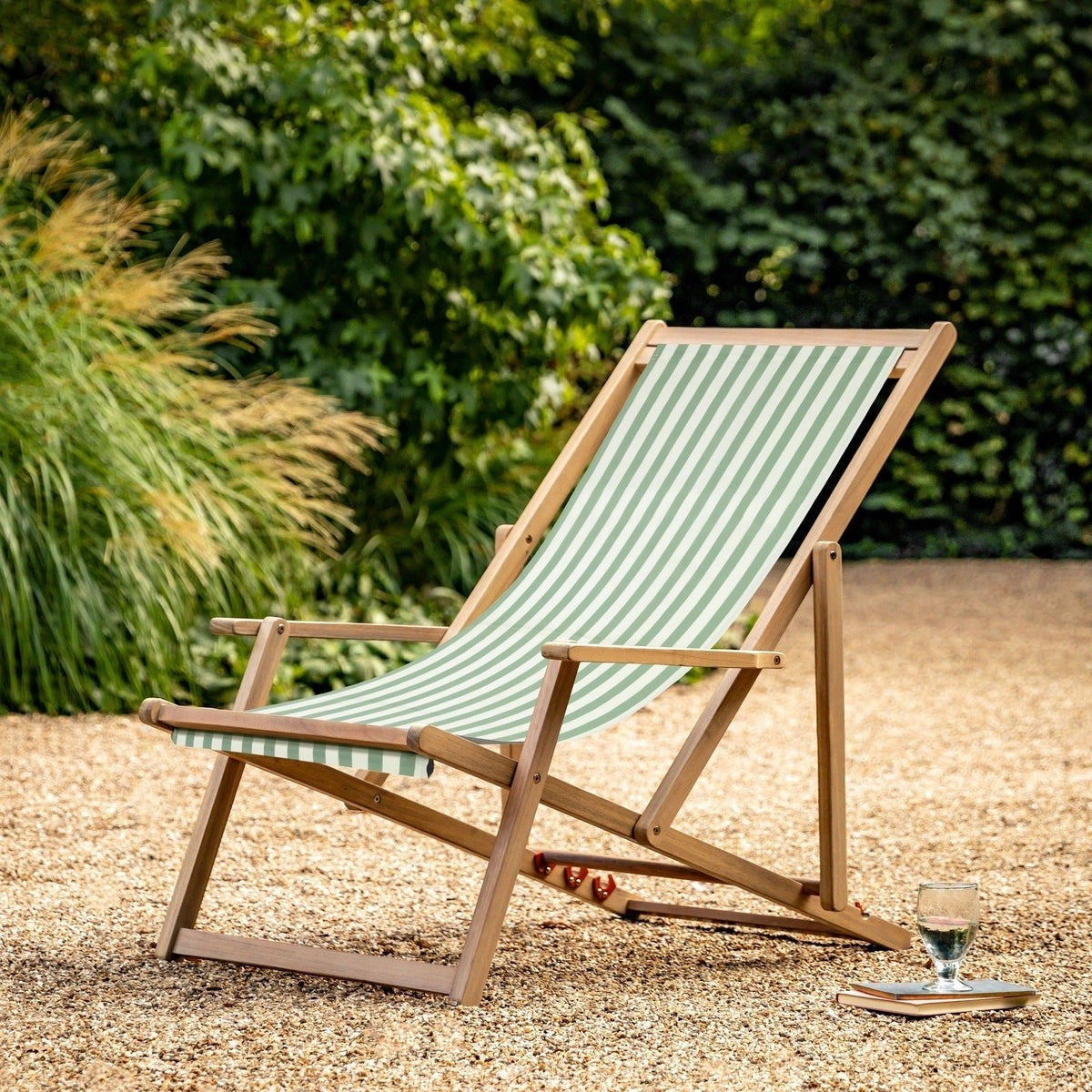 Gallery Interiors Outdoor Cino Deck Chair in Verde Stripe