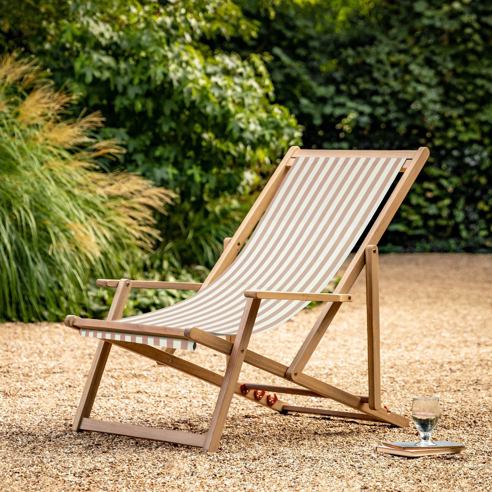 Gallery Interiors Outdoor Cino Deck Chair in Clay Stripe