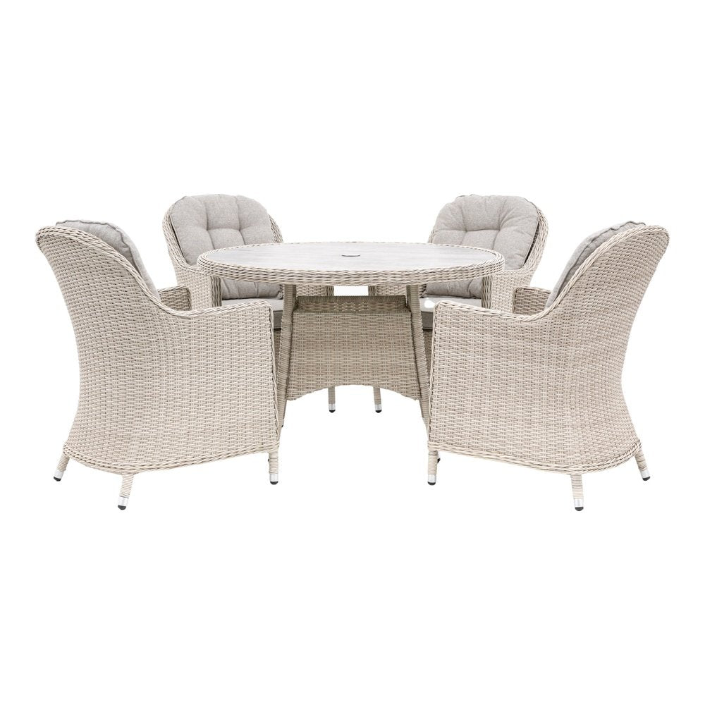 Gallery Interiors Outdoor Horton 4 Seater Round Dining Set