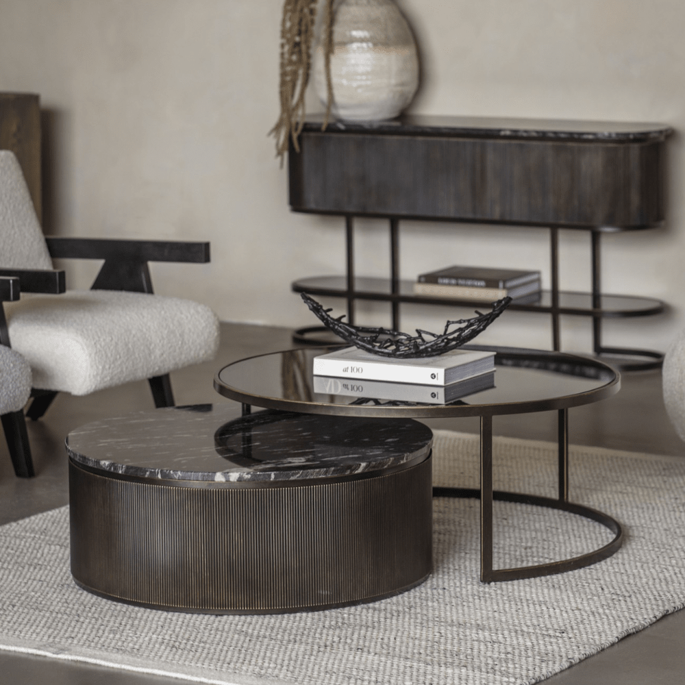 Belvedere Set of 2 Nesting Coffee Tables - Black Libra 2