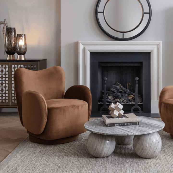 Bingham Upholstered Swivel Chair - Soft Caramel Libra 2