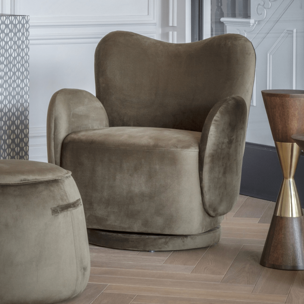 Bingham Upholstered Swivel Chair - Velvet Green Libra 2