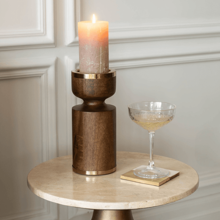 Amalfi Wooden Pillar Candle Holder Libra 2