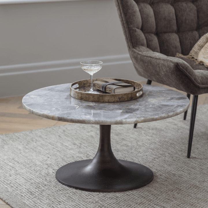 Bosworth Marble Side Table - Smokey Quartz Libra 4