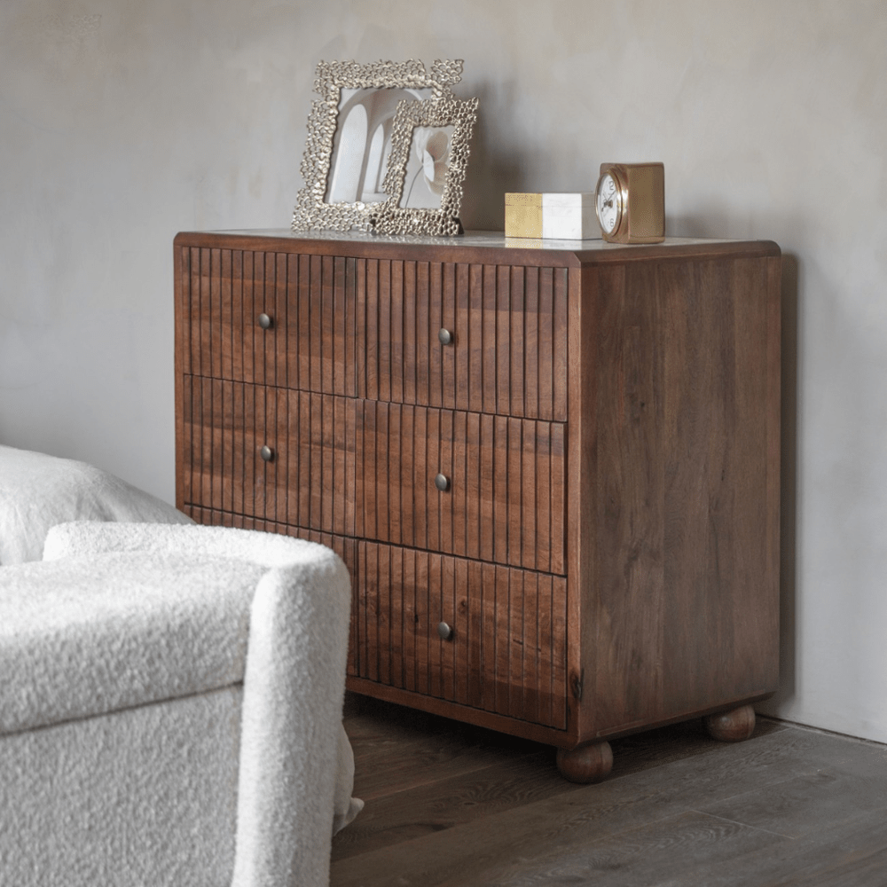 Carmel Wooden 6 Drawer Chest - Marble Top Libra 2