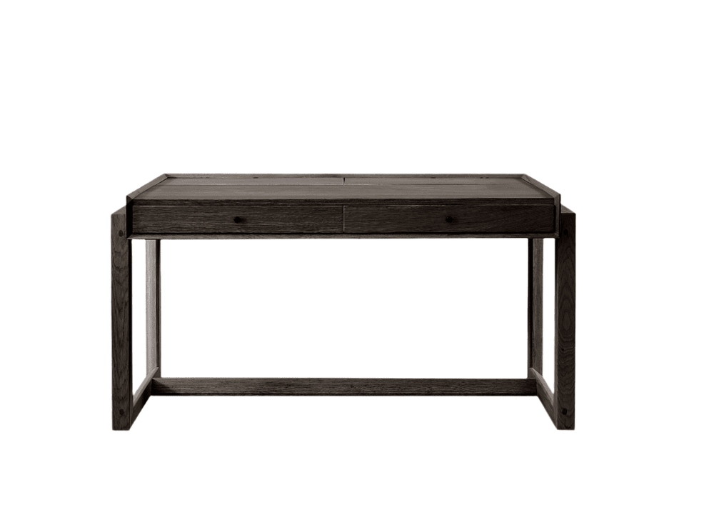 Offset Solid Oak Desk - Black Tommy Franks 1