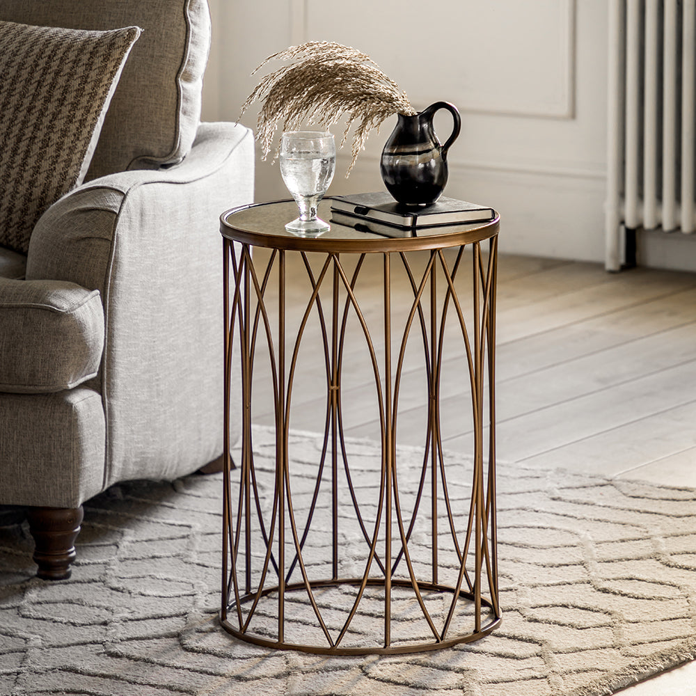 Gallery Interiors Highgate Side Table in Antique Gold