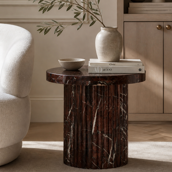 Orchid Marble End Table - Burgundy