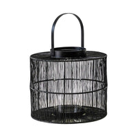 Ivyline Portofino Wirework Lantern with Glass Insert in Black - Small