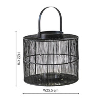 Ivyline Portofino Wirework Lantern with Glass Insert in Black - Small