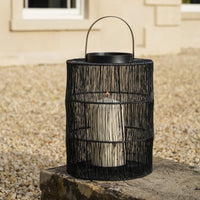 Ivyline Portofino Wirework Lantern with Glass Insert in Black - Large