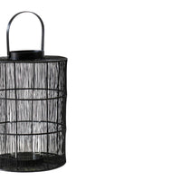 Ivyline Portofino Wirework Lantern with Glass Insert in Black - Large